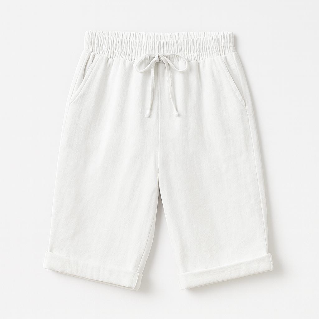 Serena | Relaxed Black Capri Trousers with Drawstring - Lumina