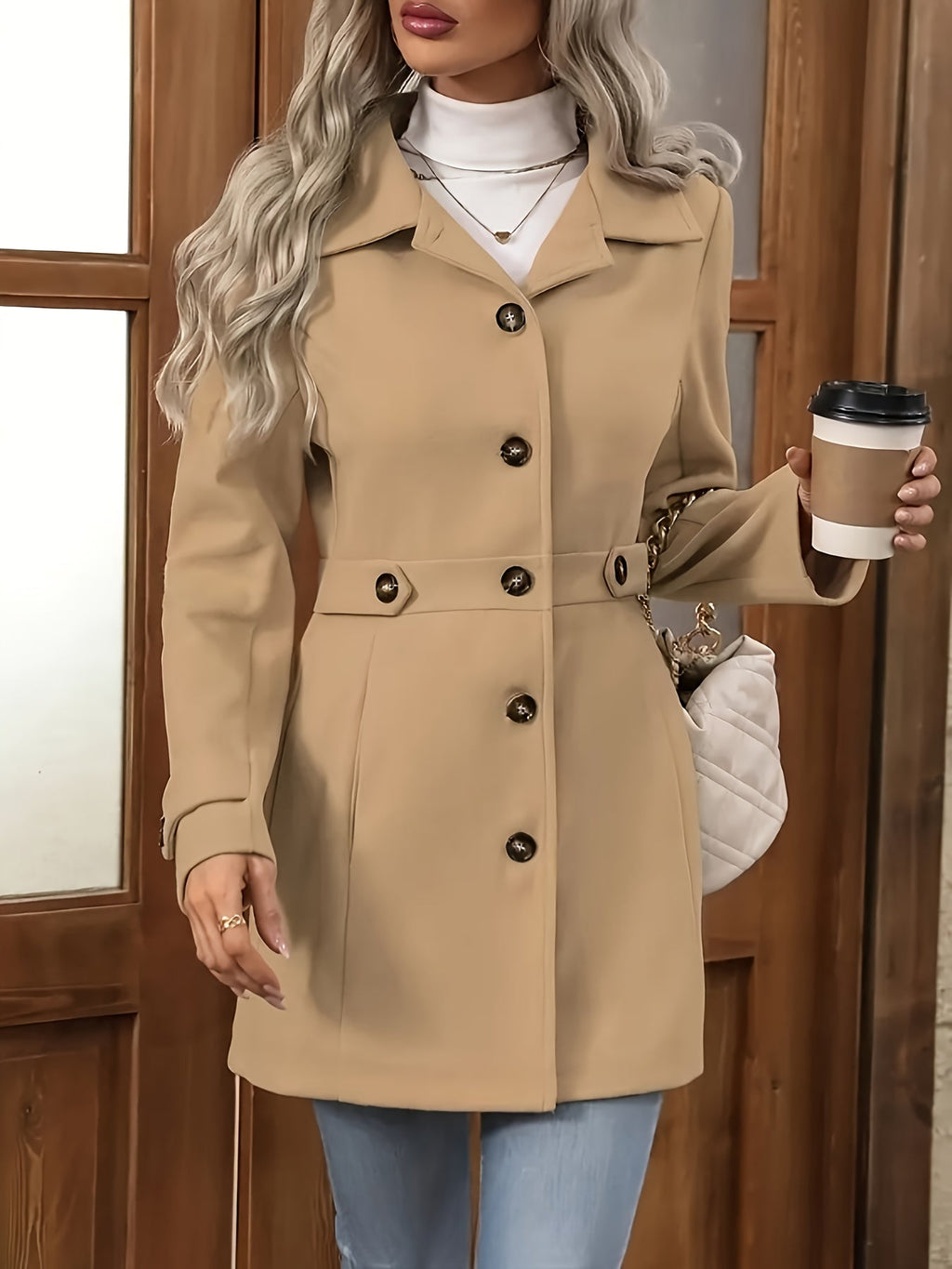 Sienna | Structured Tailored Winter Coat with Button Front - Lumina