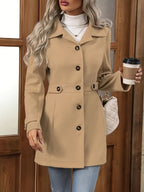 Sienna | Structured Tailored Winter Coat with Button Front - Lumina