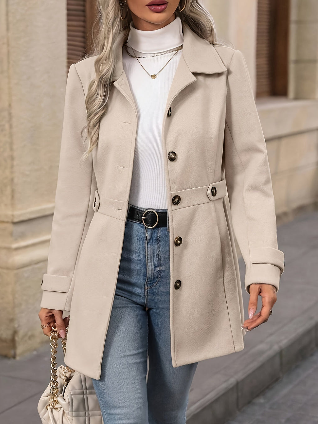 Sienna | Structured Tailored Winter Coat with Button Front - Lumina