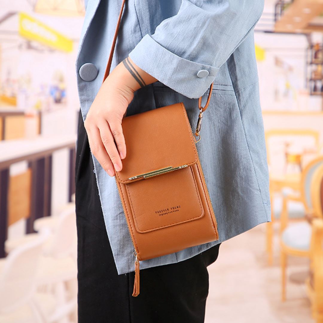 Sophia | Modern Vegan Leather Shoulder Bag with Touch Features - Lumina