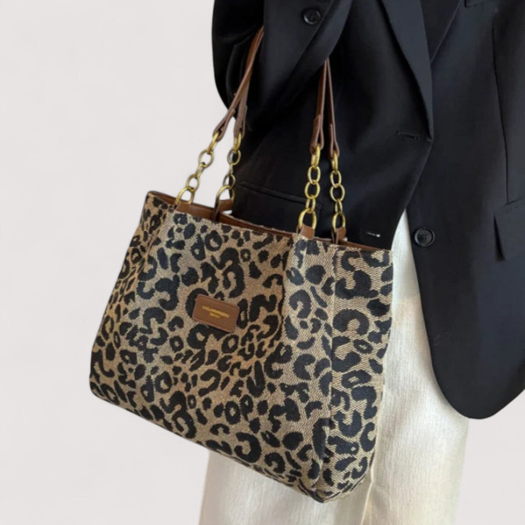 Victoria | Bold Leopard Print Canvas Shopping Bag - Lumina