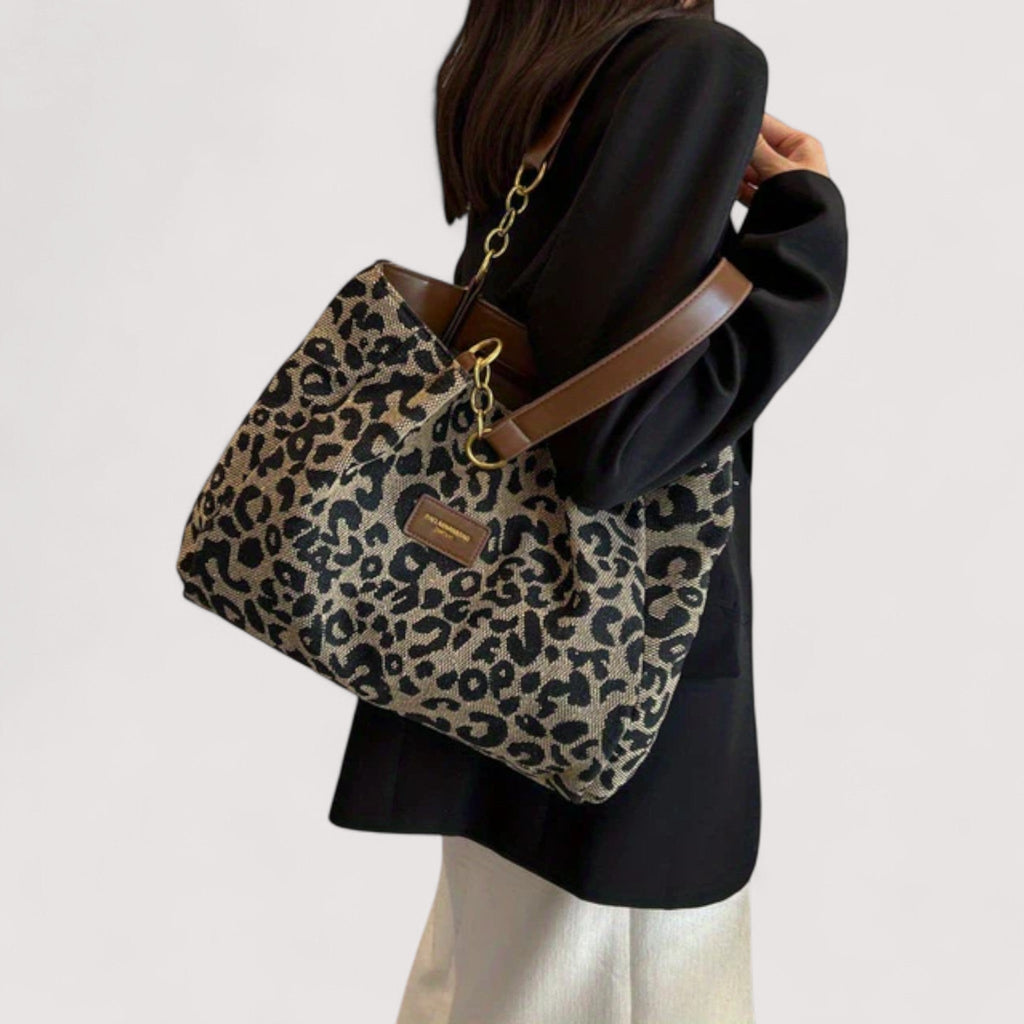 Victoria | Bold Leopard Print Canvas Shopping Bag - Lumina