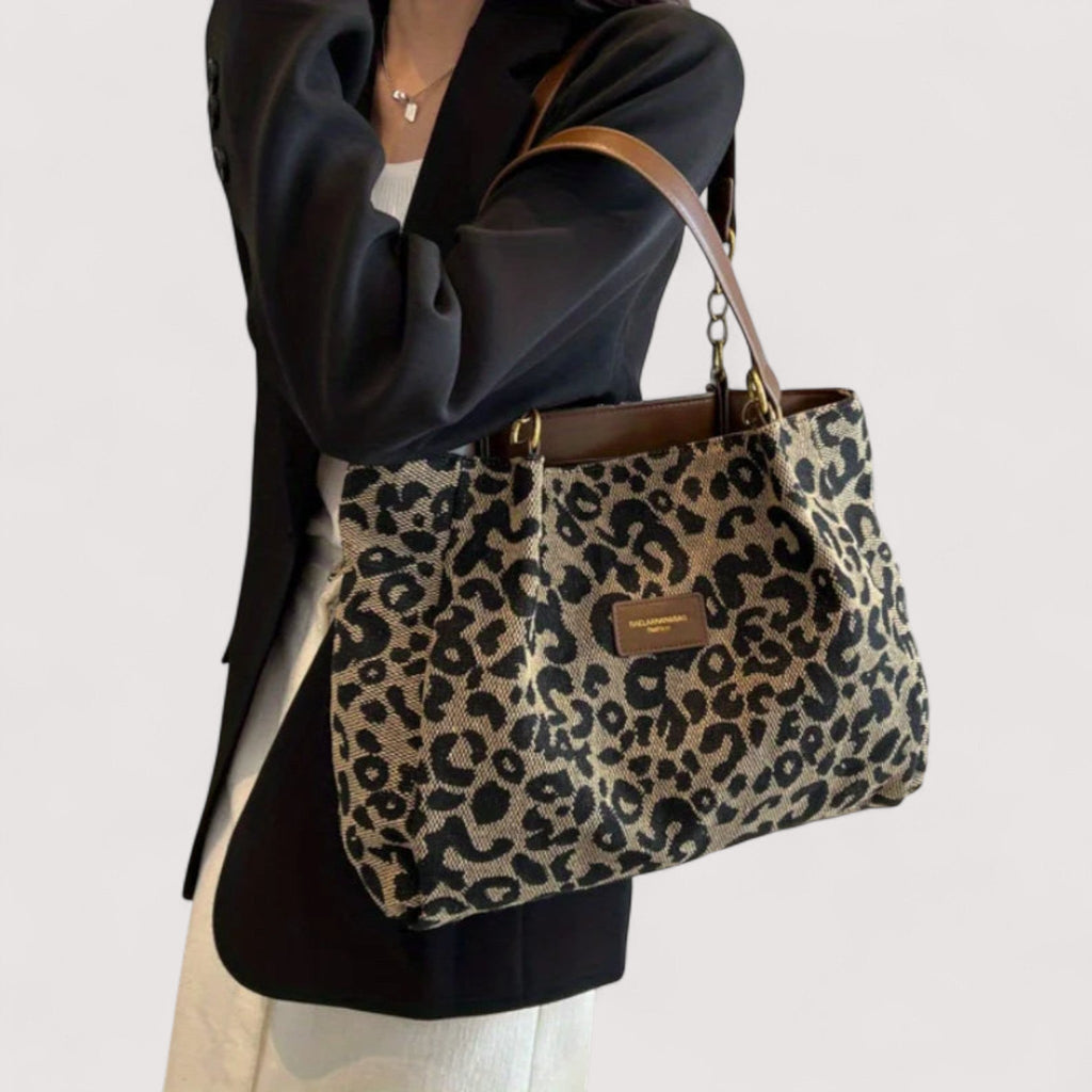 Victoria | Bold Leopard Print Canvas Shopping Bag - Lumina