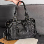 Victoria | Chic Black PU Leather Handbag with Multiple Pockets - Lumina