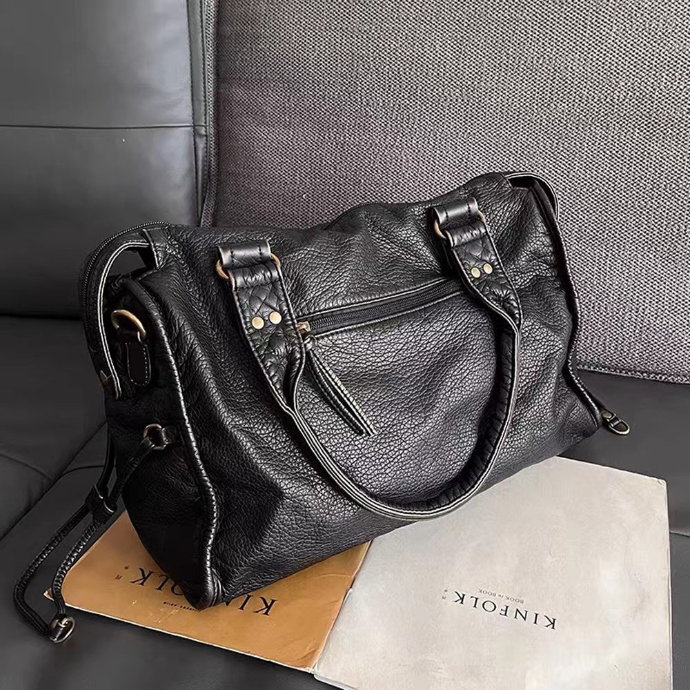 Victoria | Chic Black PU Leather Handbag with Multiple Pockets - Lumina