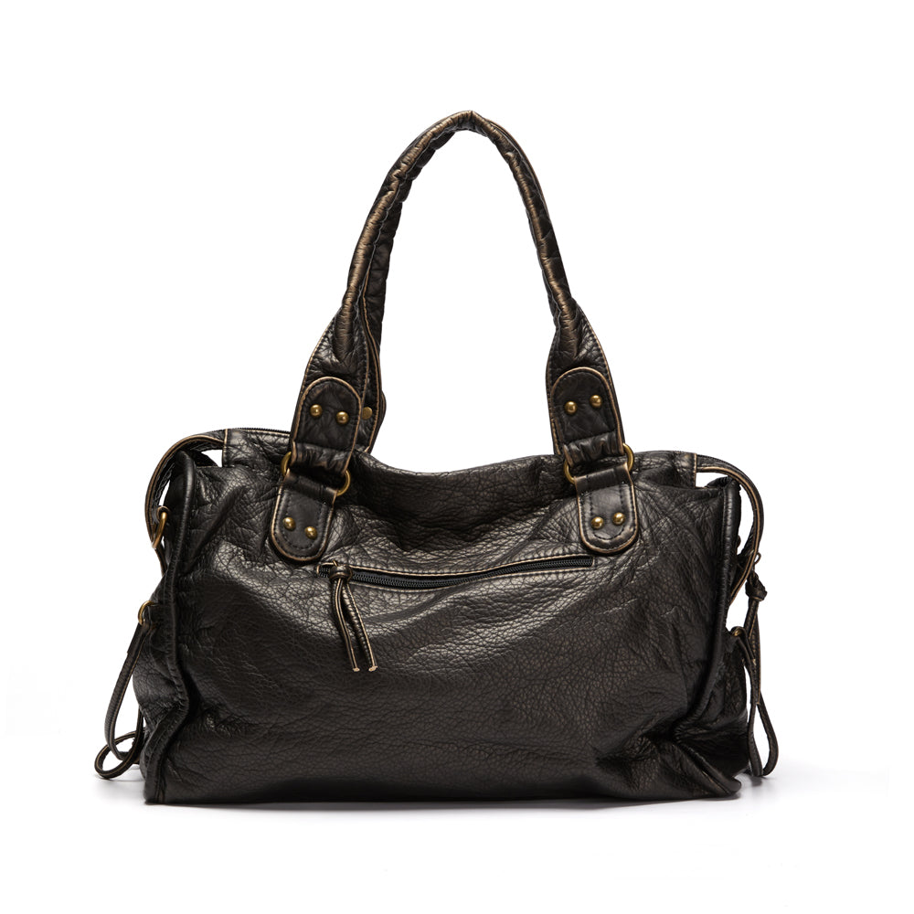 Victoria | Chic Black PU Leather Handbag with Multiple Pockets - Lumina