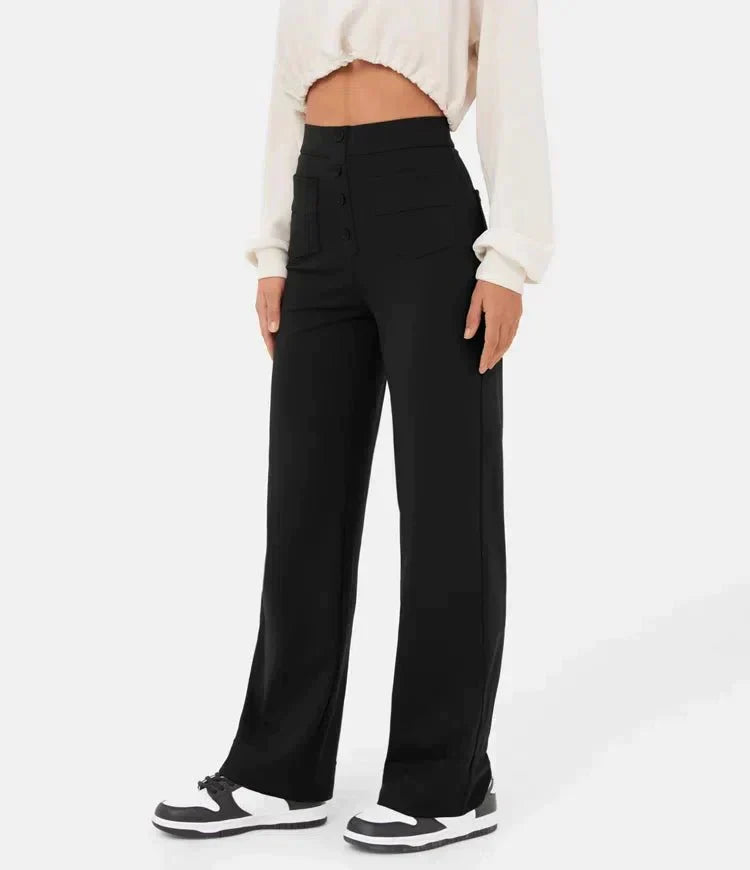Victoria | Chic High-Waisted Trousers with Stretch Fabric - Lumina