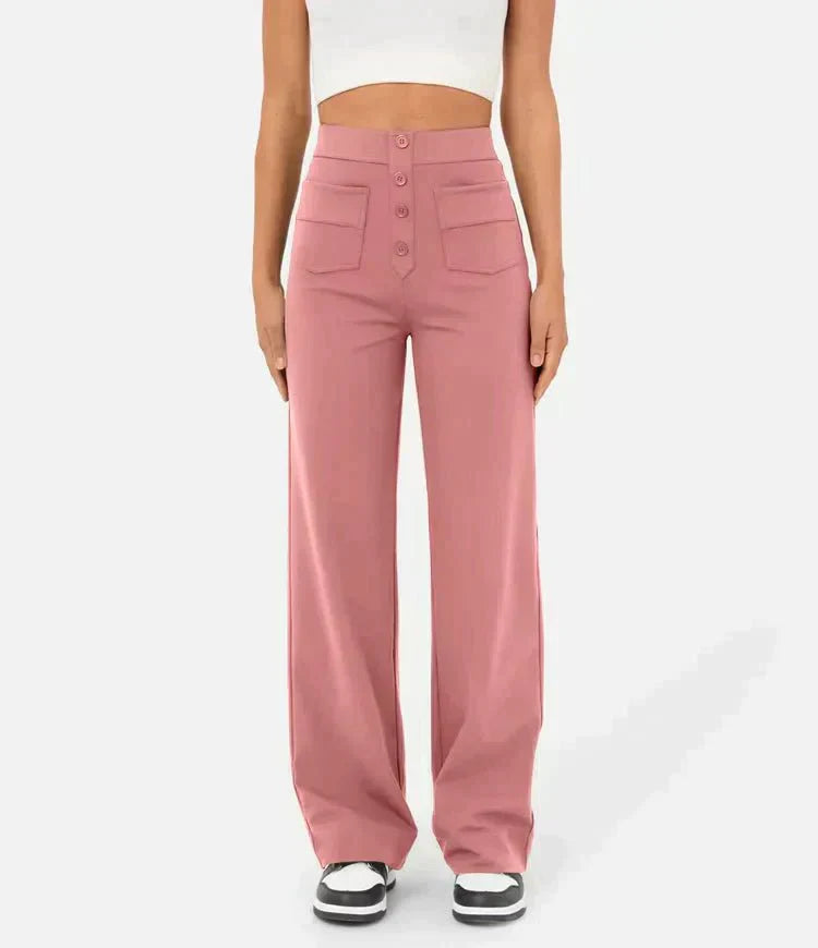 Victoria | Chic High-Waisted Trousers with Stretch Fabric - Lumina