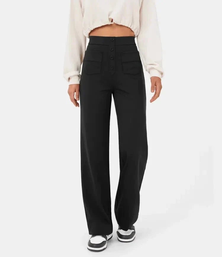 Victoria | Chic High-Waisted Trousers with Stretch Fabric - Lumina