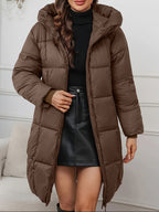 Victoria | Cozy Longline Hooded Puffer Coat with Practical Pockets - Lumina