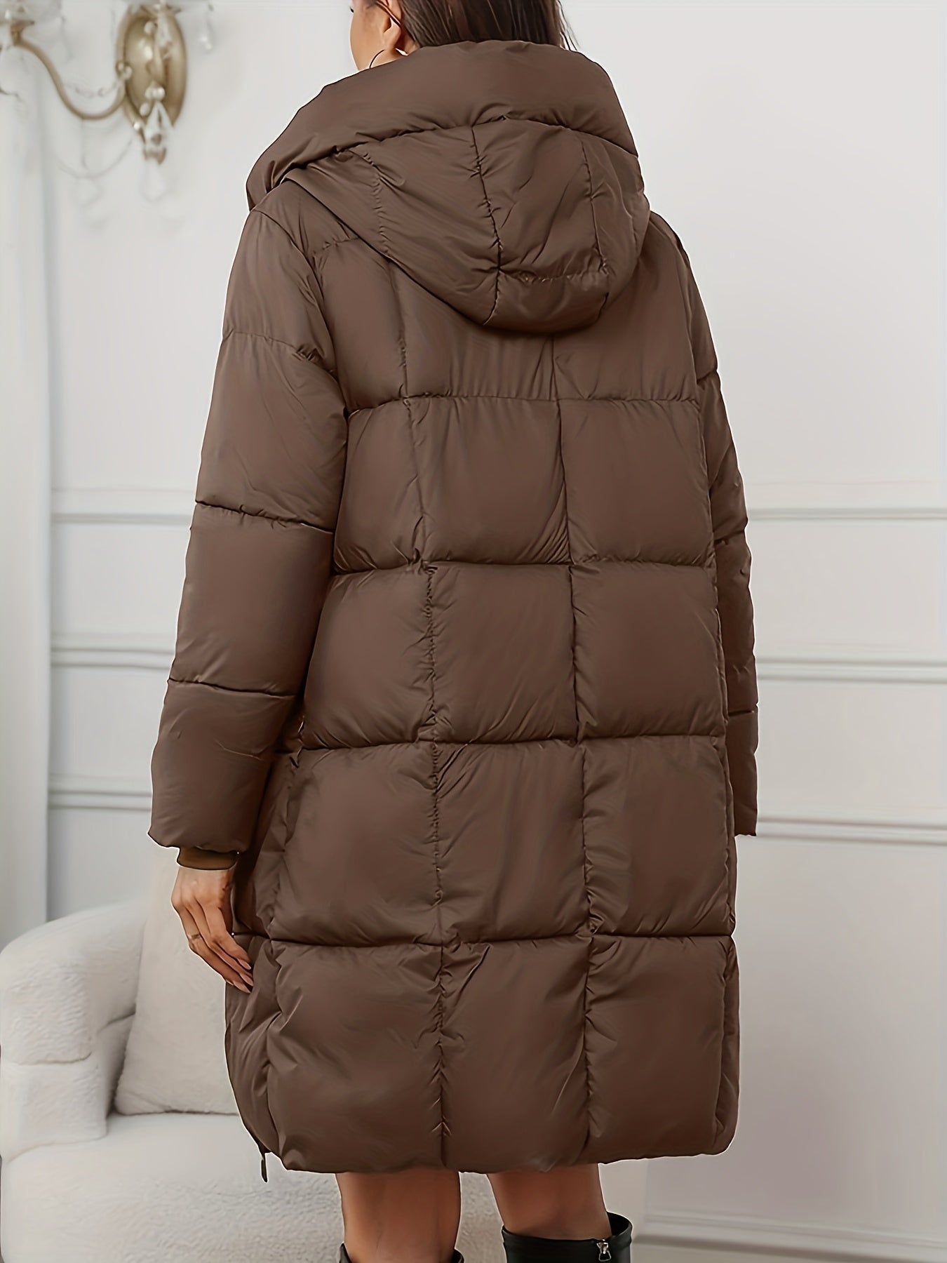 Victoria | Cozy Longline Hooded Puffer Coat with Practical Pockets - Lumina