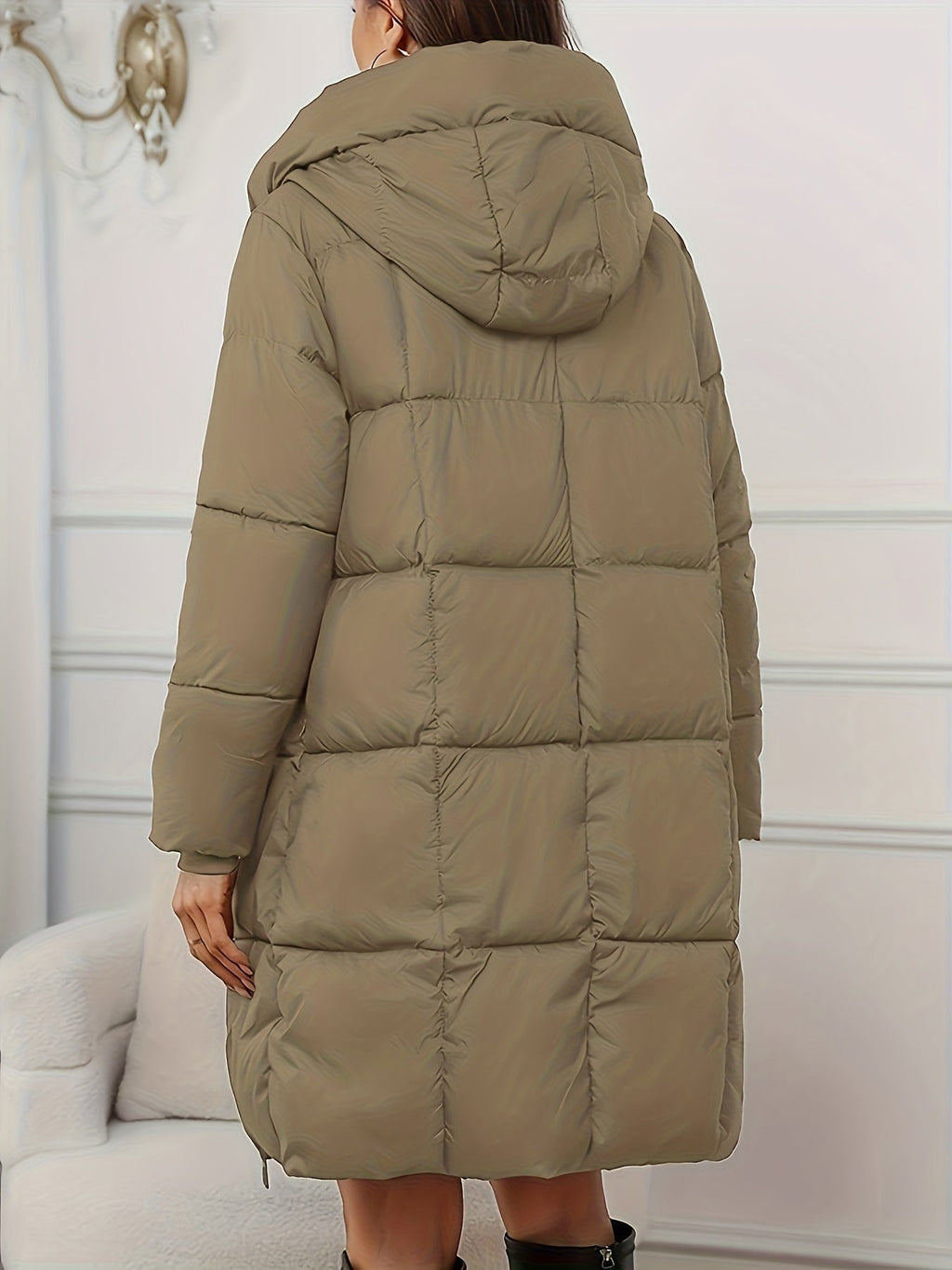 Victoria | Cozy Longline Hooded Puffer Coat with Practical Pockets - Lumina