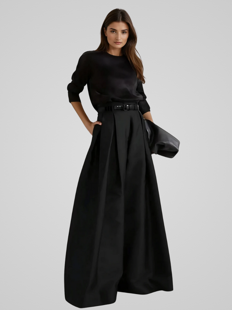 Victoria | Elegant High-Waisted Trouser Skirt with A-Line Cut - Lumina