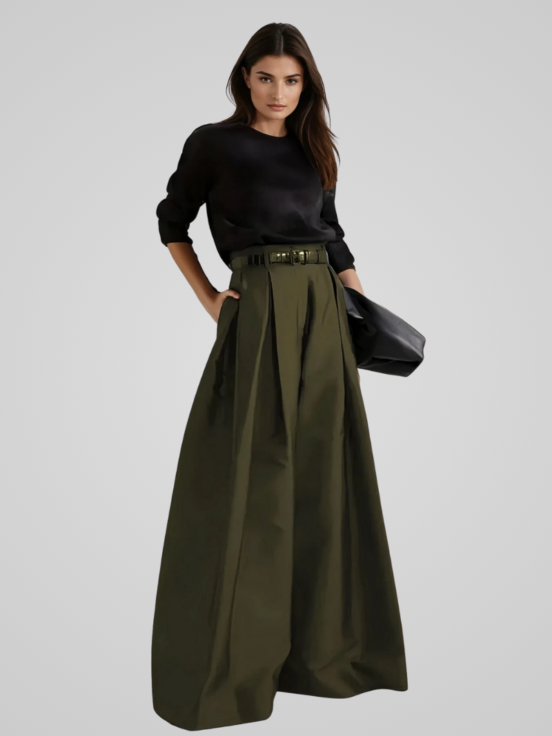 Victoria | Elegant High-Waisted Trouser Skirt with A-Line Cut - Lumina