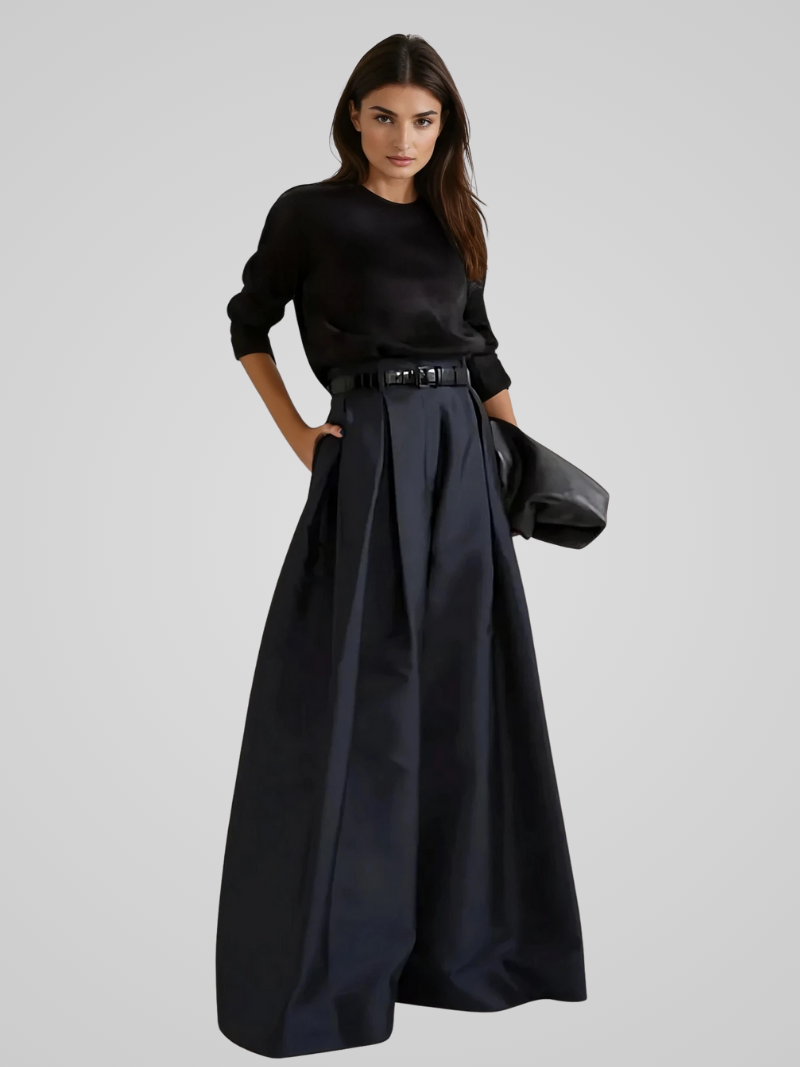 Victoria | Elegant High-Waisted Trouser Skirt with A-Line Cut - Lumina