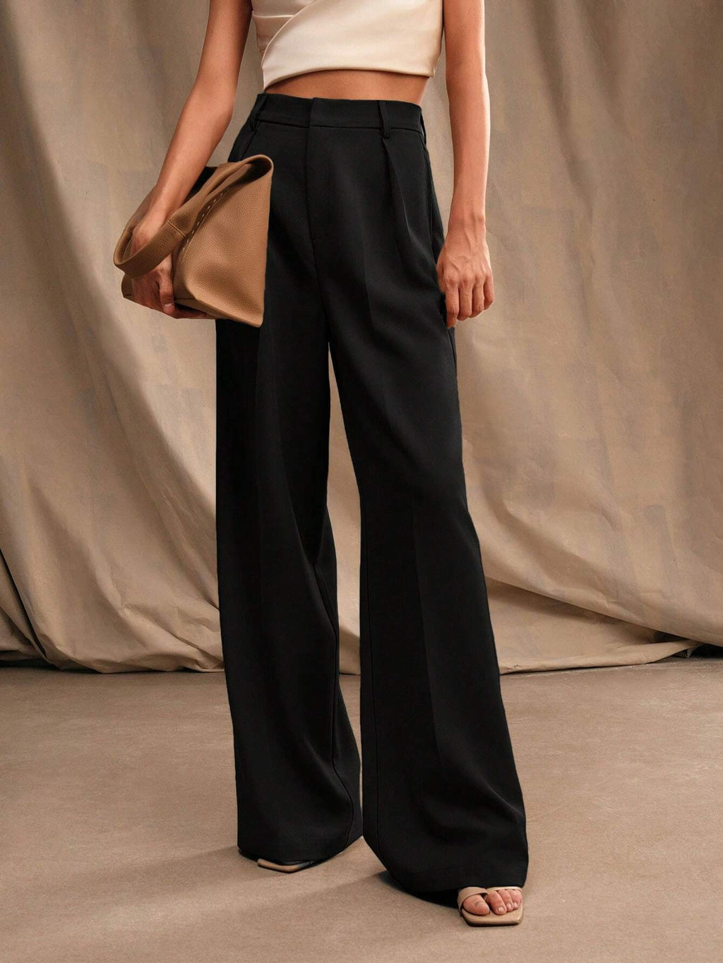 Victoria | Elegant High Waist Wide Leg Trousers - Lumina
