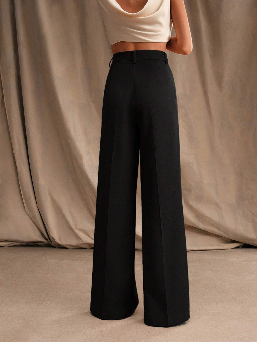 Victoria | Elegant High Waist Wide Leg Trousers - Lumina