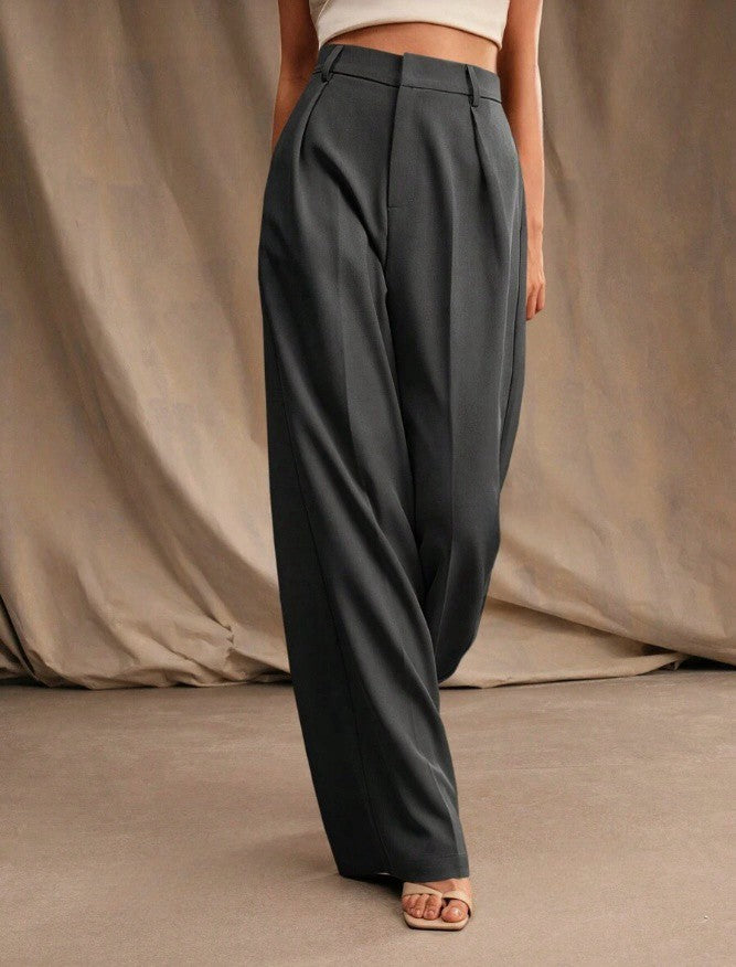 Victoria | Elegant High Waist Wide Leg Trousers - Lumina