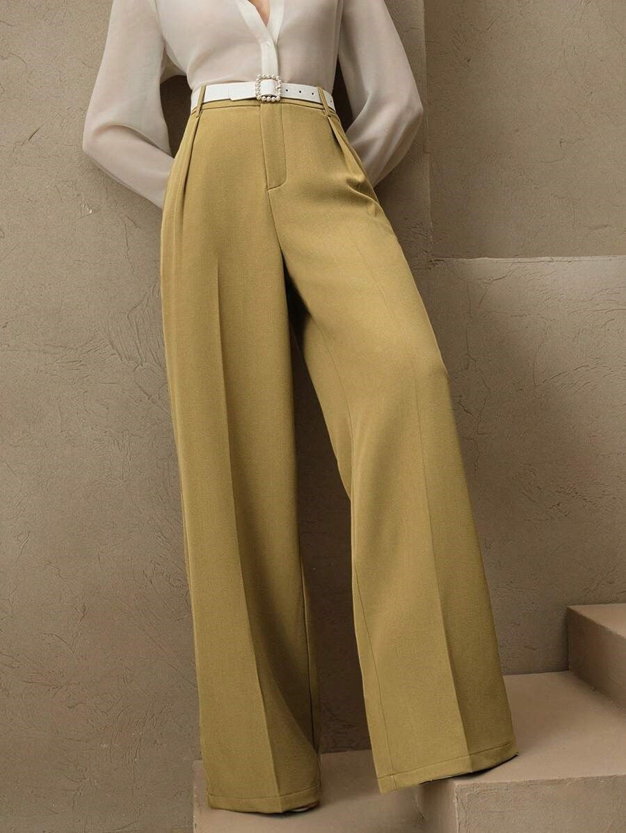 Victoria | Elegant High Waist Wide Leg Trousers - Lumina