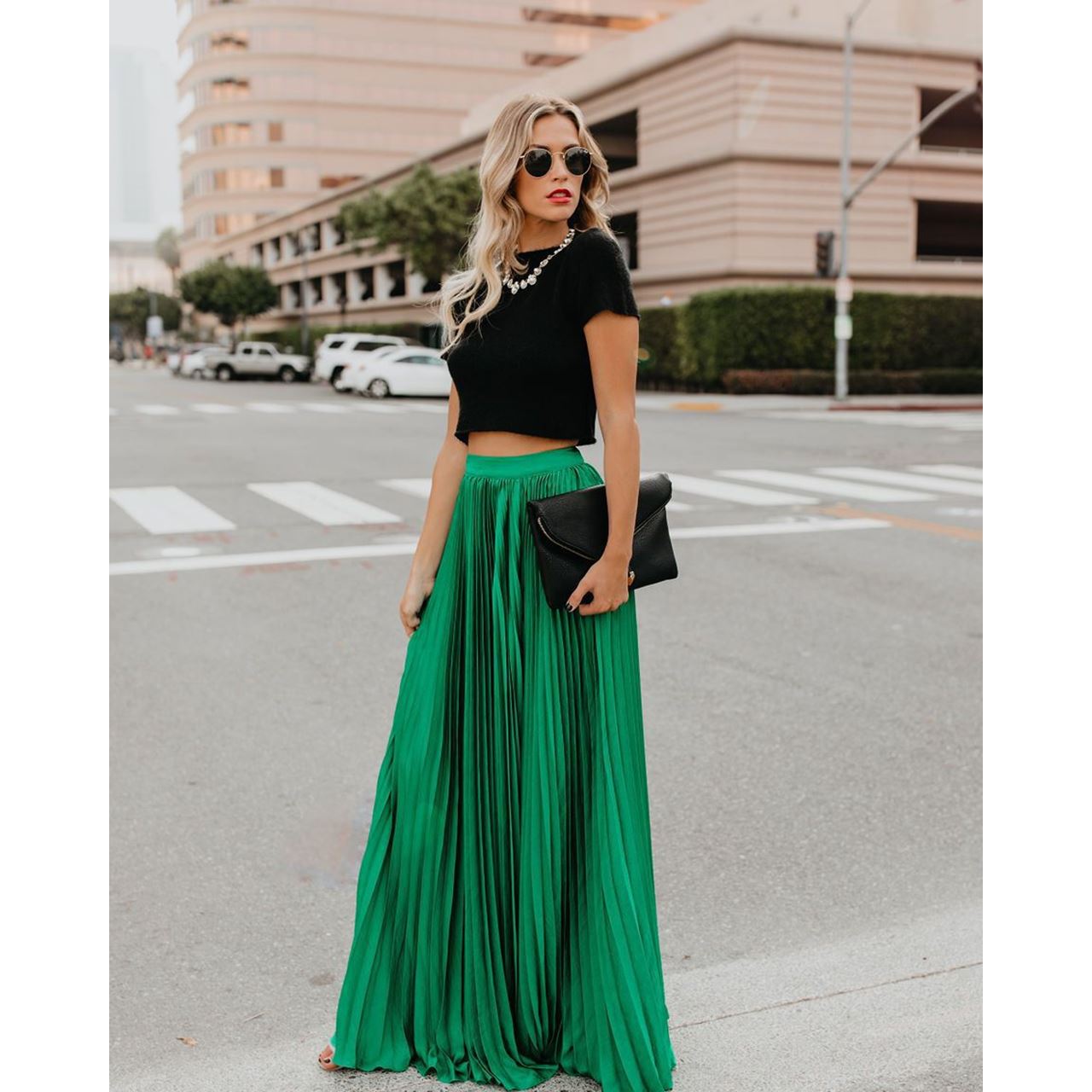 Victoria | Flowy Brown Long Skirt with High Waist - Lumina