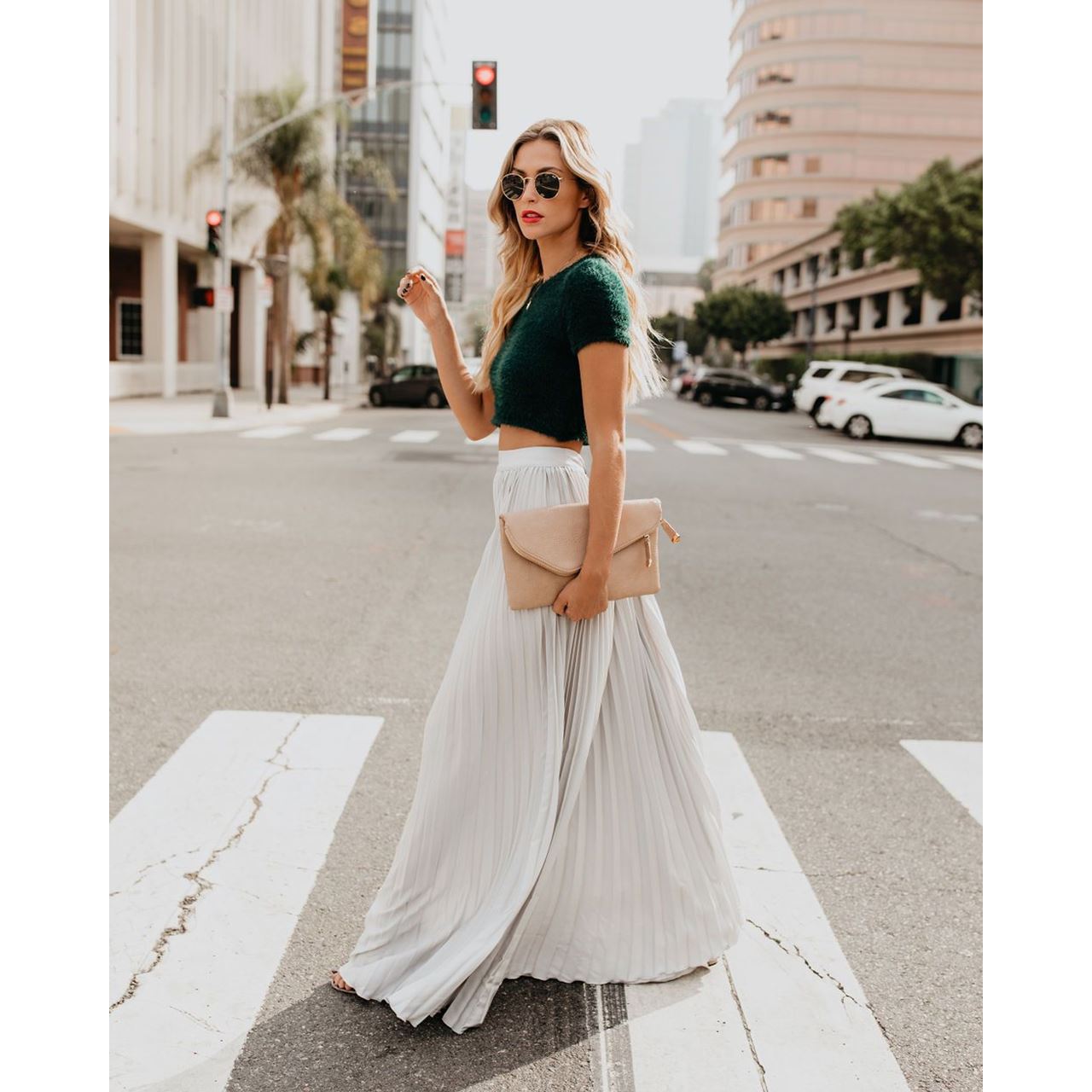 Victoria | Flowy Brown Long Skirt with High Waist - Lumina