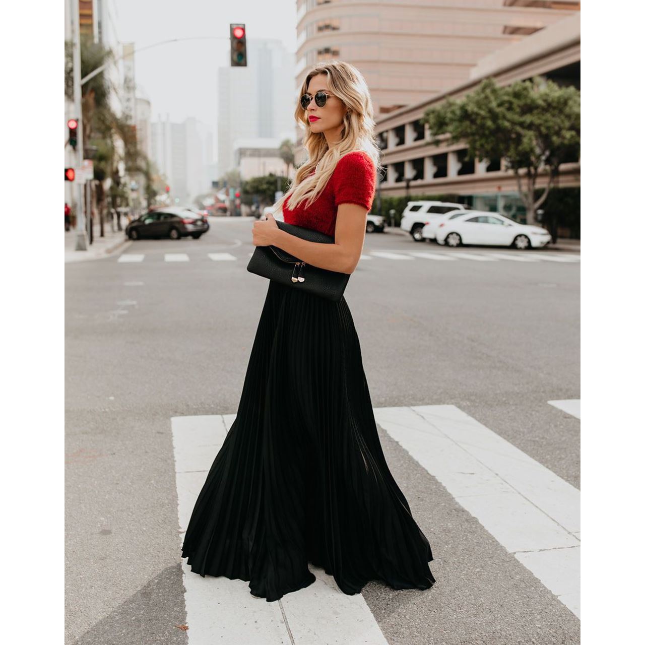 Victoria | Flowy Brown Long Skirt with High Waist - Lumina