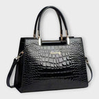 Victoria | Glossy Crocodile Pattern Handbag with Structured Design - Lumina