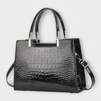 Victoria | Glossy Crocodile Pattern Handbag with Structured Design - Lumina