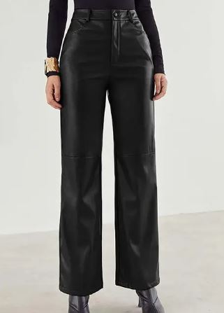 Victoria | Slim Fit Black Leather Trousers for Women with Soft Finish - Lumina