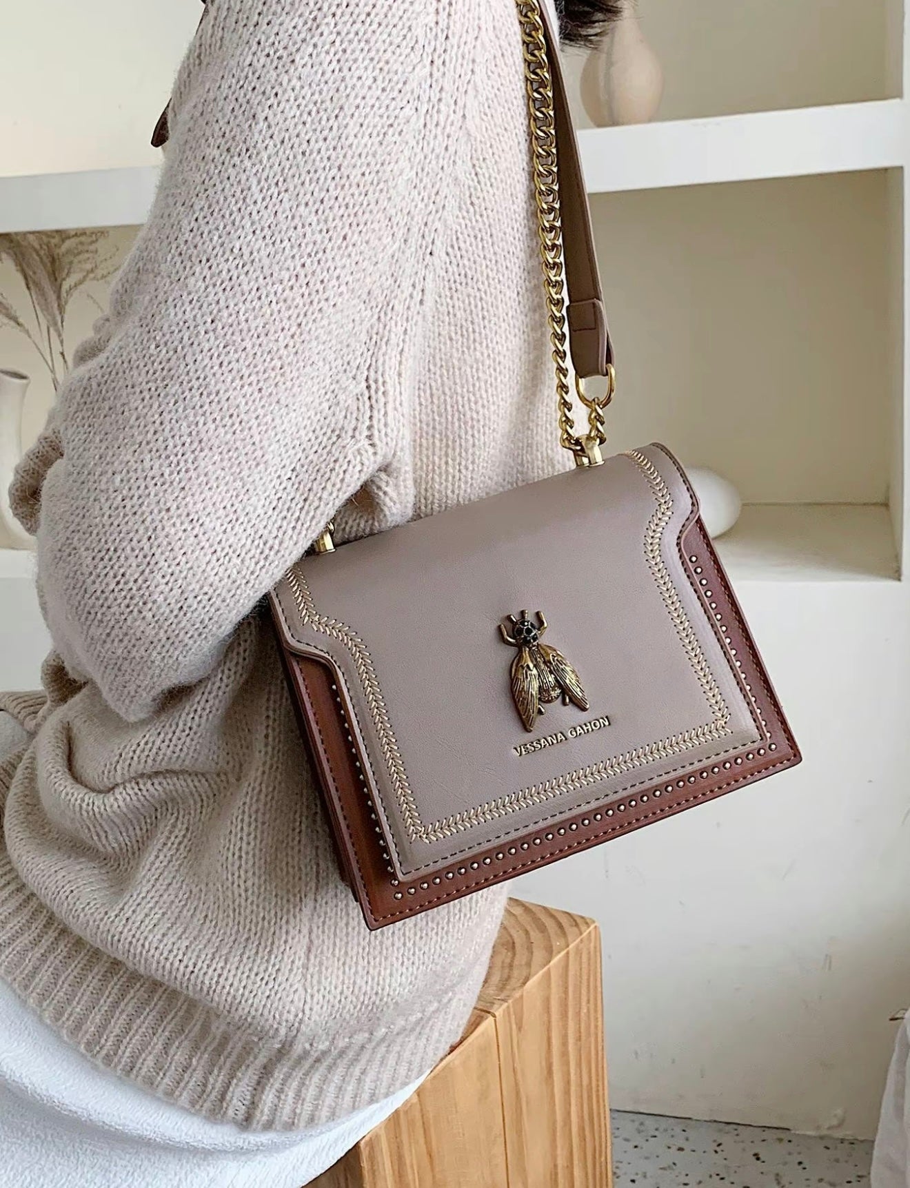 Victoria | Structured Elegant Chain Bag with Chic Detailing - Lumina