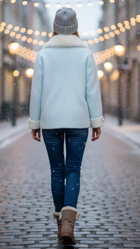 Elena | Jacket with Fluffy Collar - Lumina