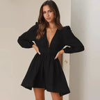 Aria | Mini Dress with Deep V-Neck - Lumina
