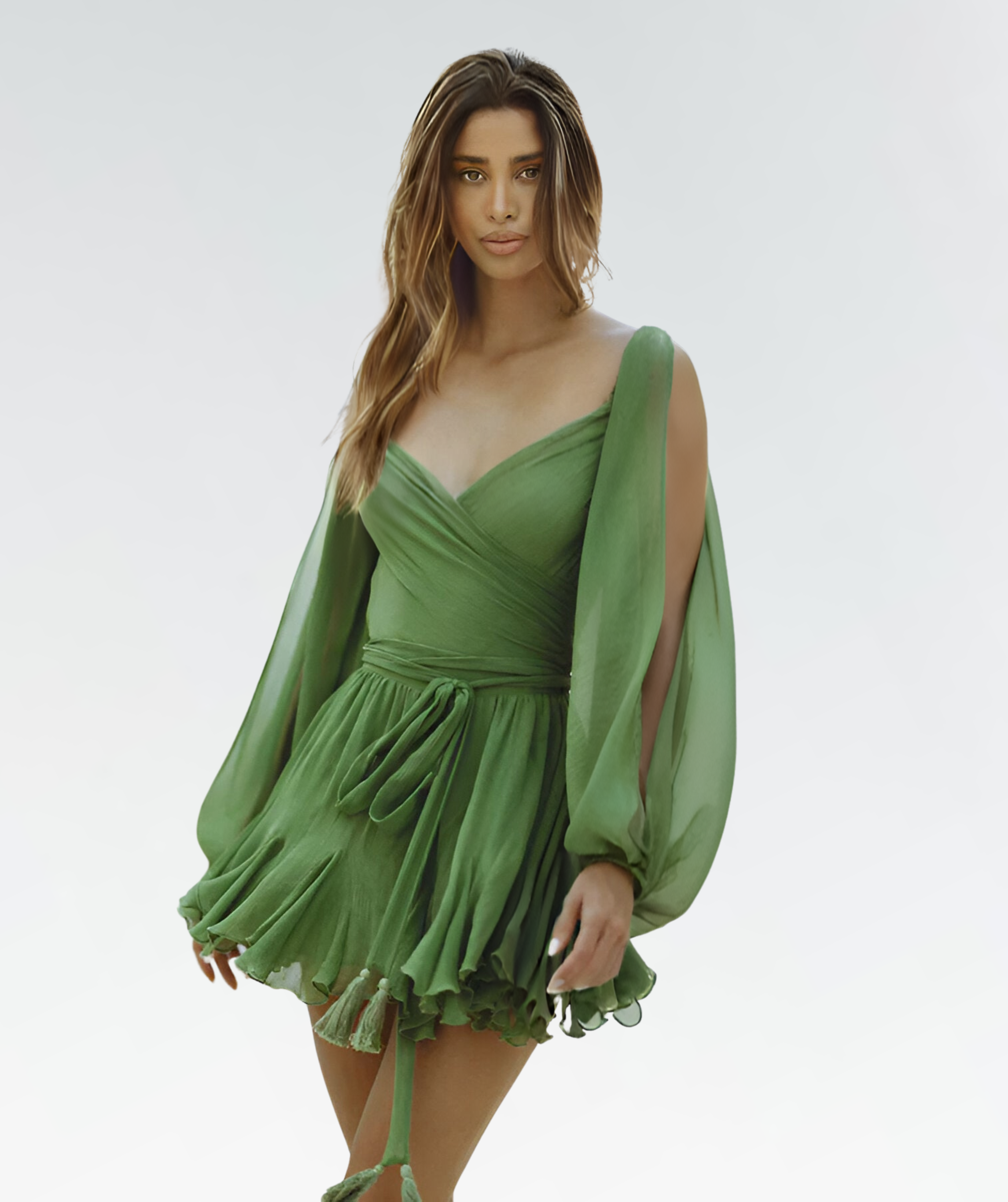 AureliaGrace | V-Neck Wrap Dress - Lumina