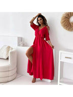 Billie - Trendy Slit Skirt V-Neck Maxi Dress