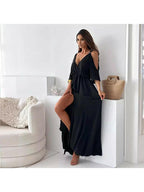 Billie - Trendy Slit Skirt V-Neck Maxi Dress