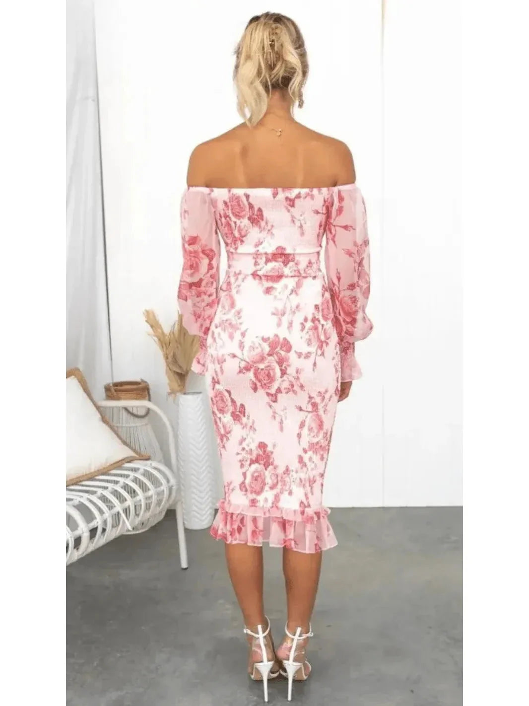 Dahlia - Stunning Off Shoulder Midi Dress