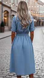 Isabelle | Belted Denim Shirt Dress - Lumina