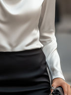 Delphine | White Draped Blouse - Lumina