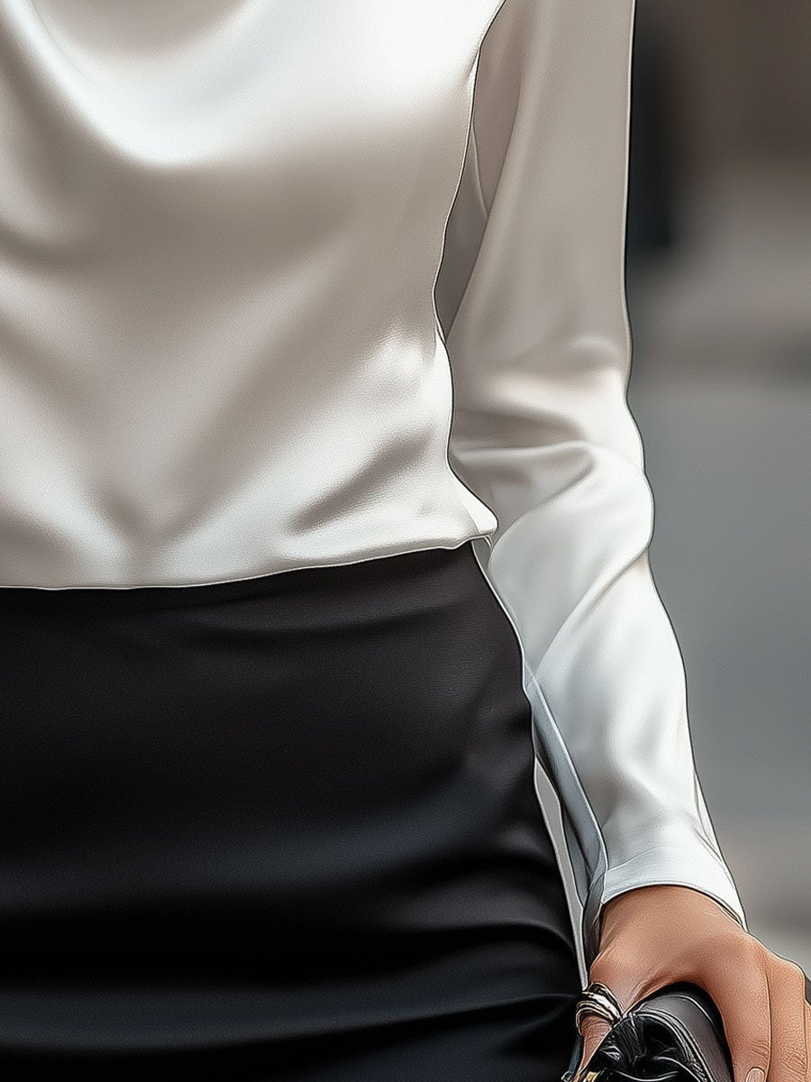 Delphine | White Draped Blouse - Lumina