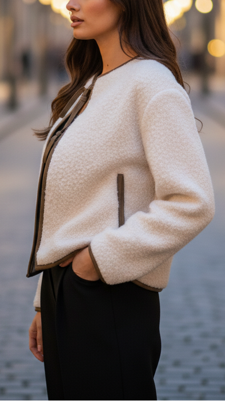 Elena | Textured Tie-Front Cropped Jacket – Lumina