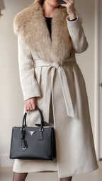 Elena | Coat with Faux Fur Collar and Belt - Lumina