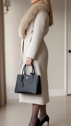 Elena | Coat with Faux Fur Collar and Belt - Lumina