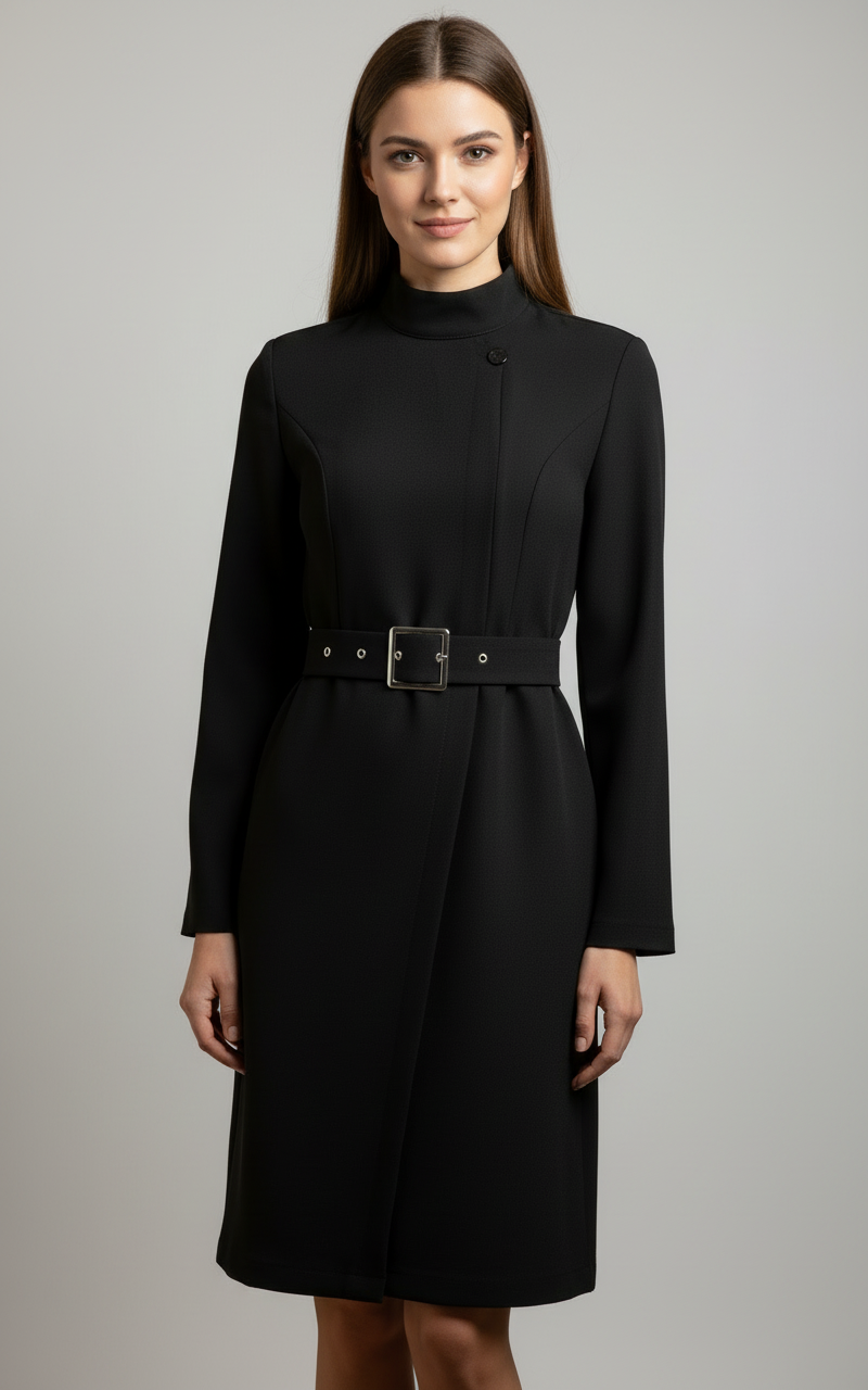 Nina | Asymmetric Belted A-Line Dress - Lumina