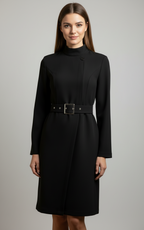 Nina | Asymmetric Belted A-Line Dress - Lumina