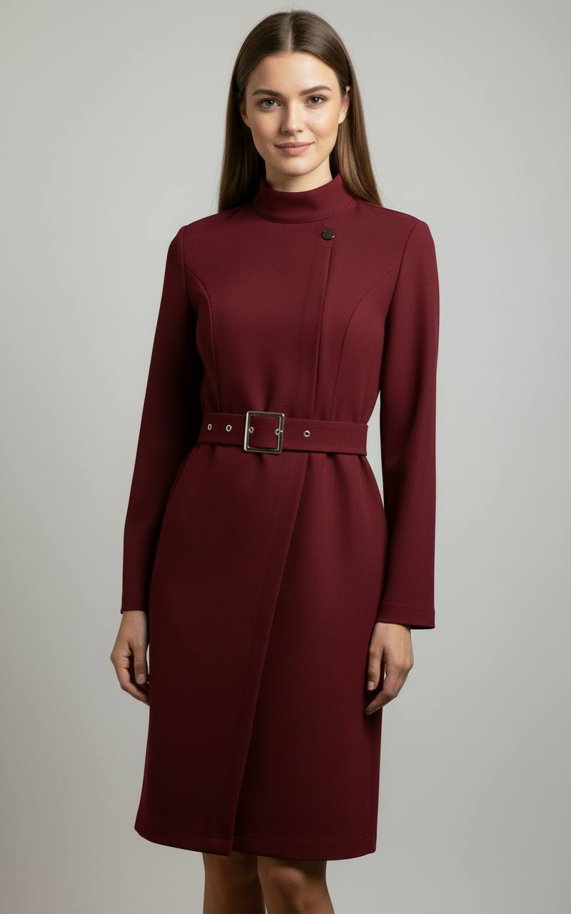 Nina | Asymmetric Belted A-Line Dress - Lumina