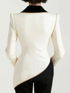 Elena | Blazer with Asymmetrical Design and Black Contrast Lapels - Lumina