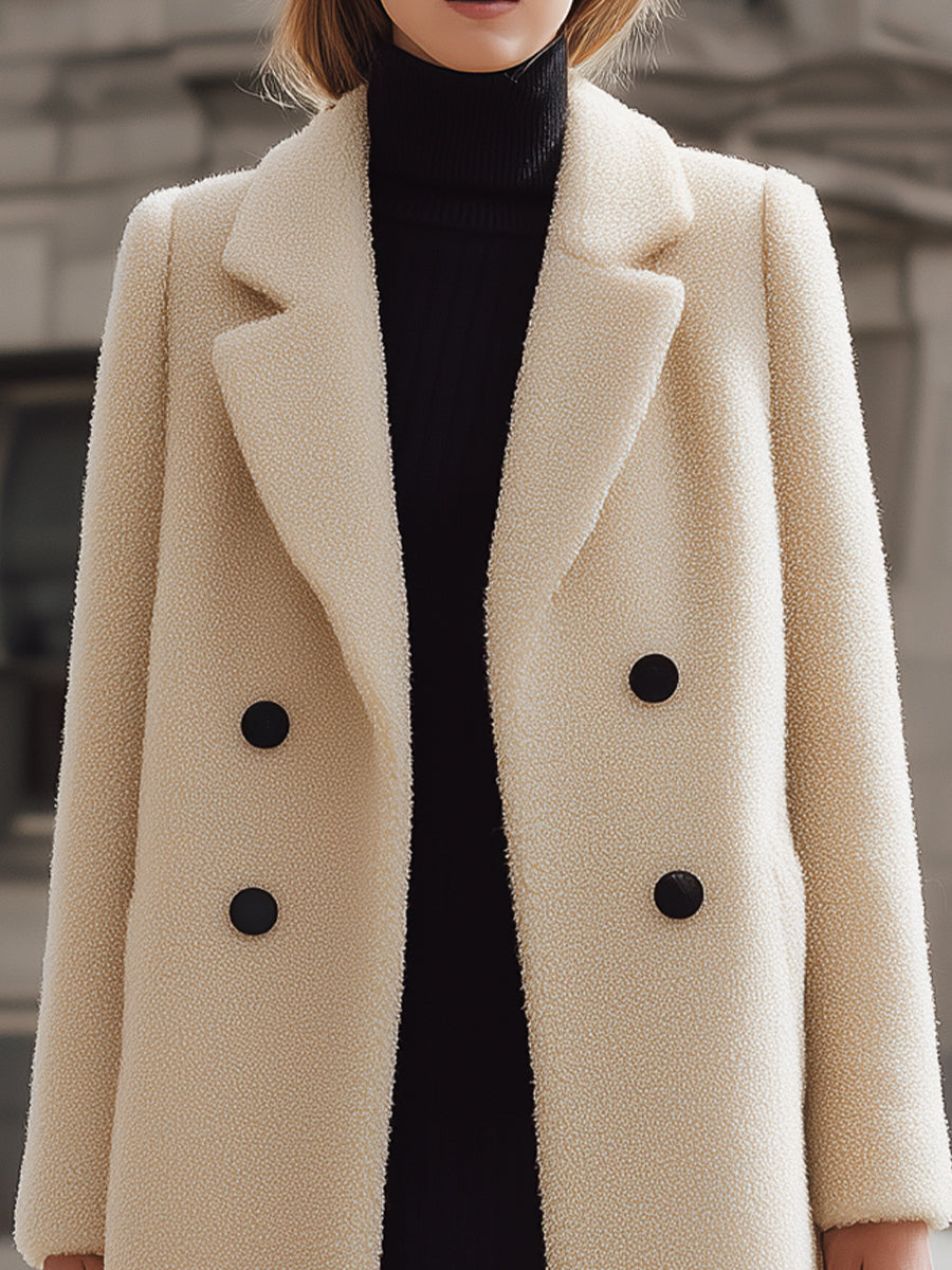 Elena | Textured Double-Breasted Coat - Lumina