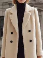 Elena | Textured Double-Breasted Coat - Lumina