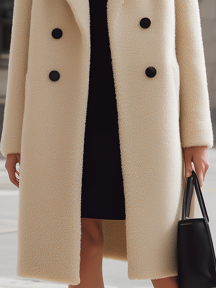 Elena | Textured Double-Breasted Coat - Lumina